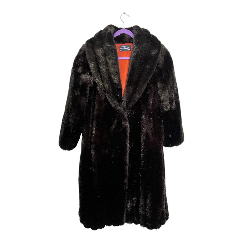 Outerlayers 17/18 Brown Faux Fur Coat Shawl Collar Vintage Glam Mob Wife